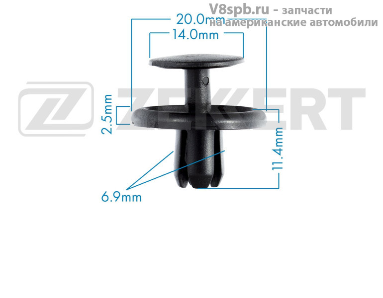 BE1169 Клипса (пистон) крепежная Zekkert